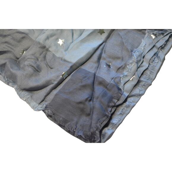 COACH Ladies Pale Blue & Silver Foil Star Print Scarf, NWT - Picture 3 of 3